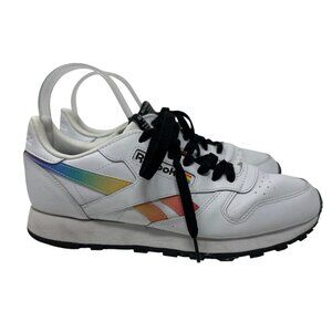 Reebok Classic Pride Edition Sneakers White W/ Rainbow Stripes Men's Size 8
